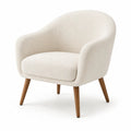 Poltrona in tessuto con gambe in legno massello Beige
