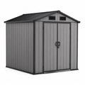 Capanno da Giardino in Resina Grigio con Doppia Porta 185x152x226 cm