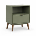 Comodino in Legno Massello Verde con Cassetto