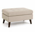 Poggiapiedi in legno con rivestimento in poliestere beige 80x60x45 cm