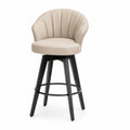 Sgabello da bar in pelle sintetica beige con gambe in metallo
