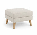 Poggiapiedi quadrato in tessuto beige con gambe in legno