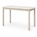 Tavolo da pranzo rettangolare in melamina e acciaio con effetto marmo bianco 120x60x75 cm